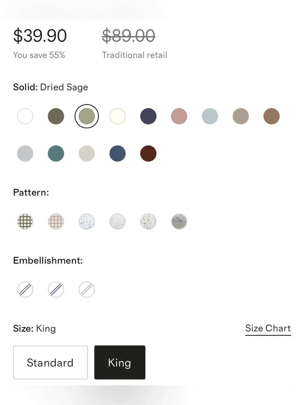 Quince 100% Organic Cotton Pillow Sham Set, King (Dried Sage)